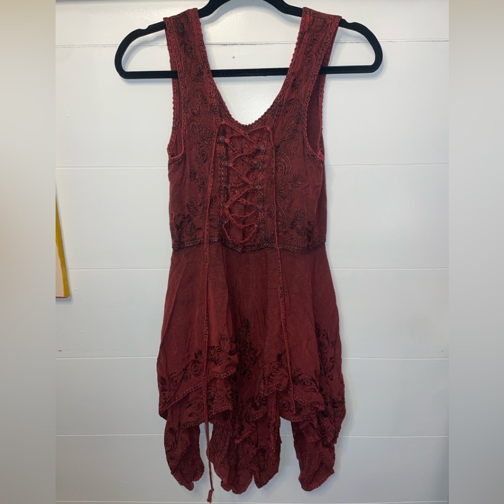 Vntg 90’s red goth embroidered dress